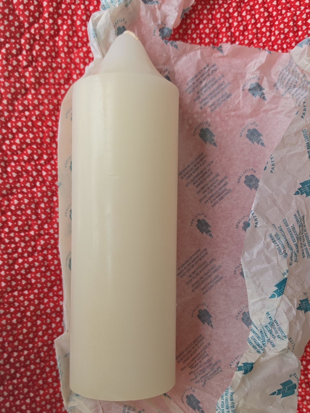 Vintage PartyLite White Scented Pillar Candle - Smooth Finish
